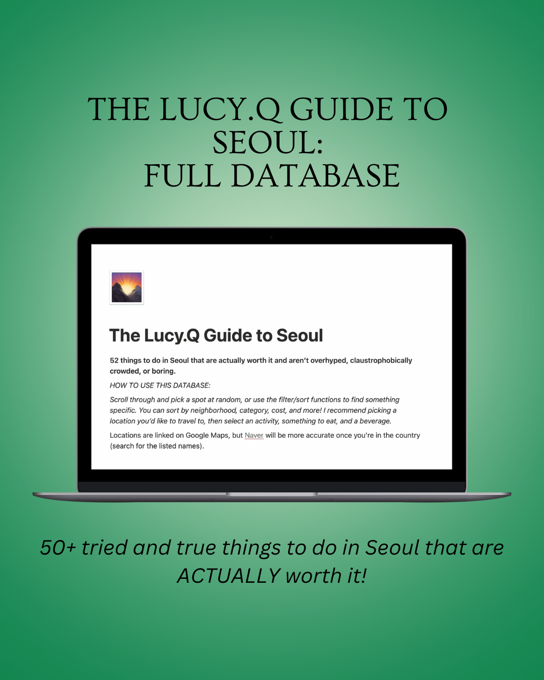 The Lucy.Q Guide to Seoul: Full Database