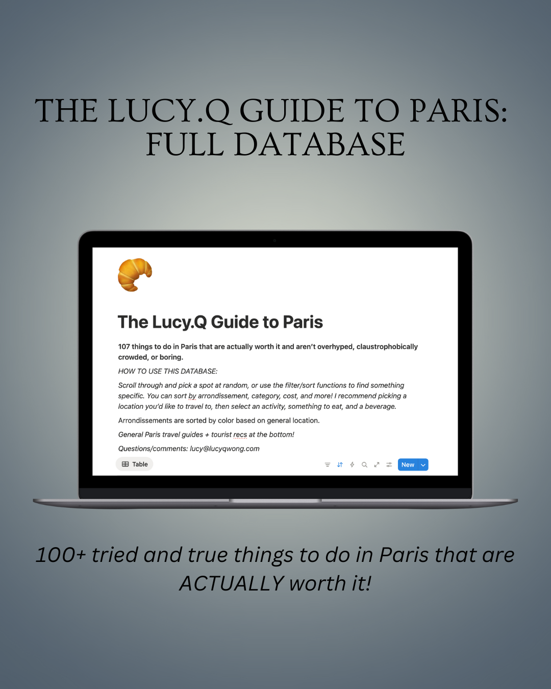 The Lucy.Q Guide to Paris: Full Database