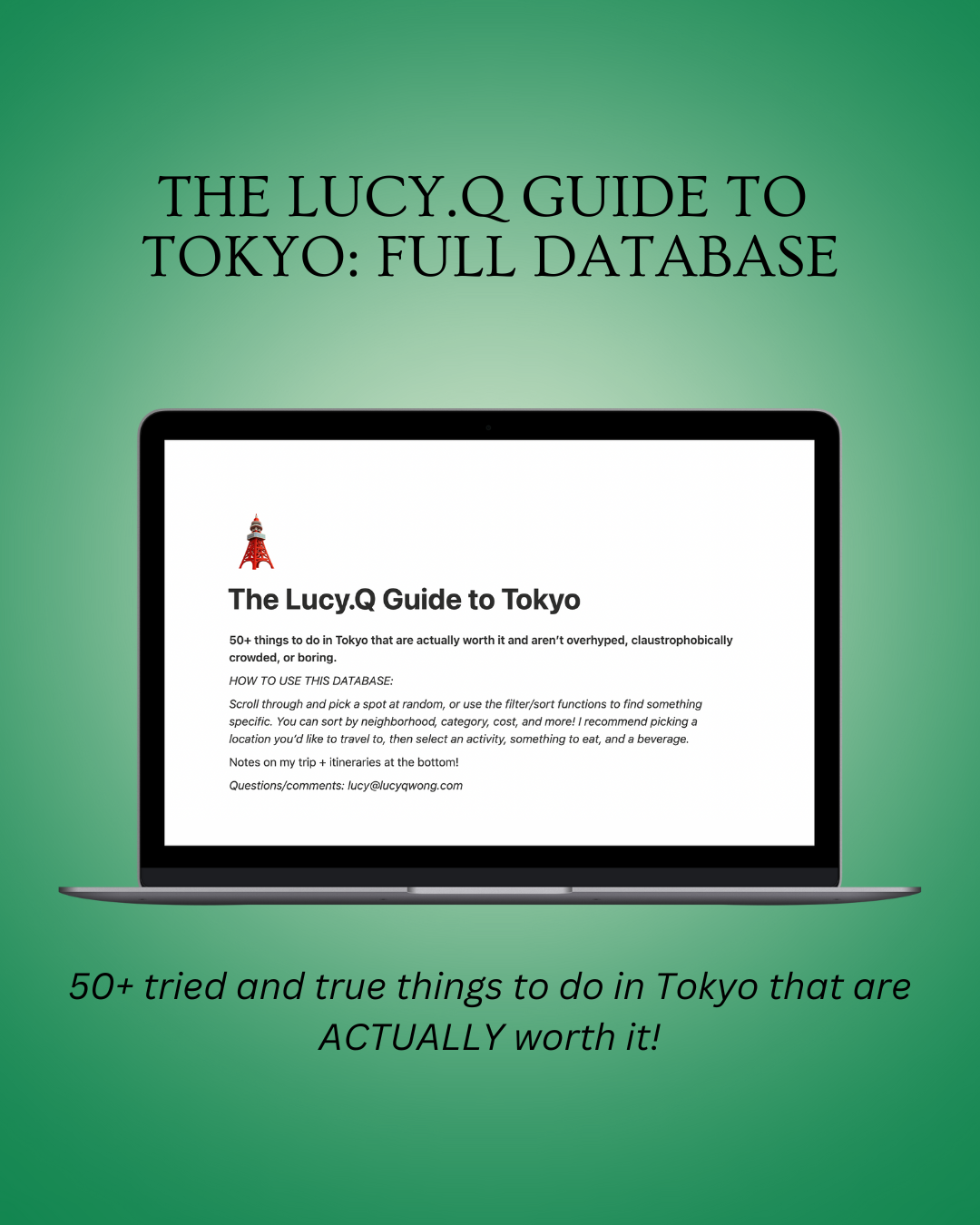 The Lucy.Q Guide to Tokyo: Full Database